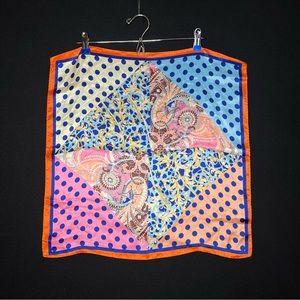 Silique Silk Women’s Paisley Polka Dot Colorful Print Scarf 20x20